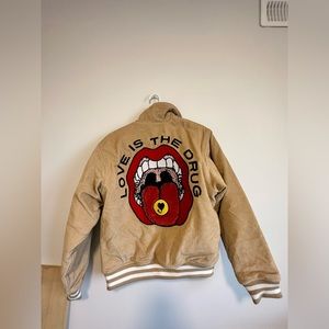 UO OBEY unwound corduroy varsity jacket size S NWOT